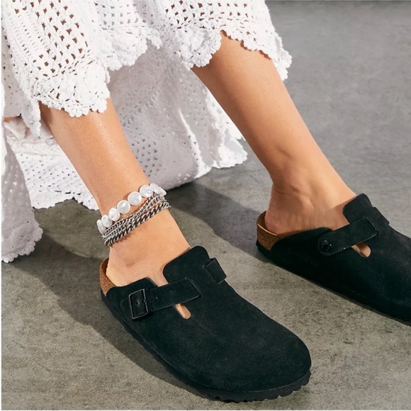 Birkenstock Boston Soft Footbed Suede Black Size 41 - Picture 1 of 7